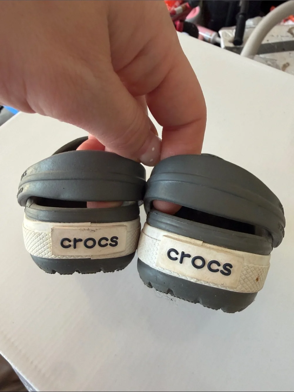 CROCS Kids Gray Classic Clog with White Trim